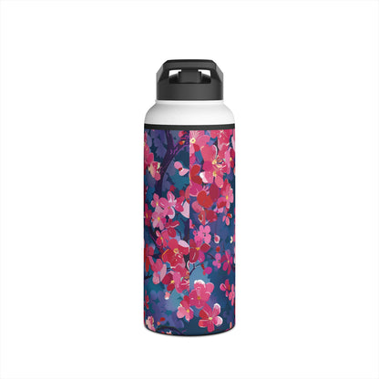 Sakura Blossoms Pattern Stainless Steel Water Bottle with Twist-on Lid and Double-Wall Vacuum Insulation