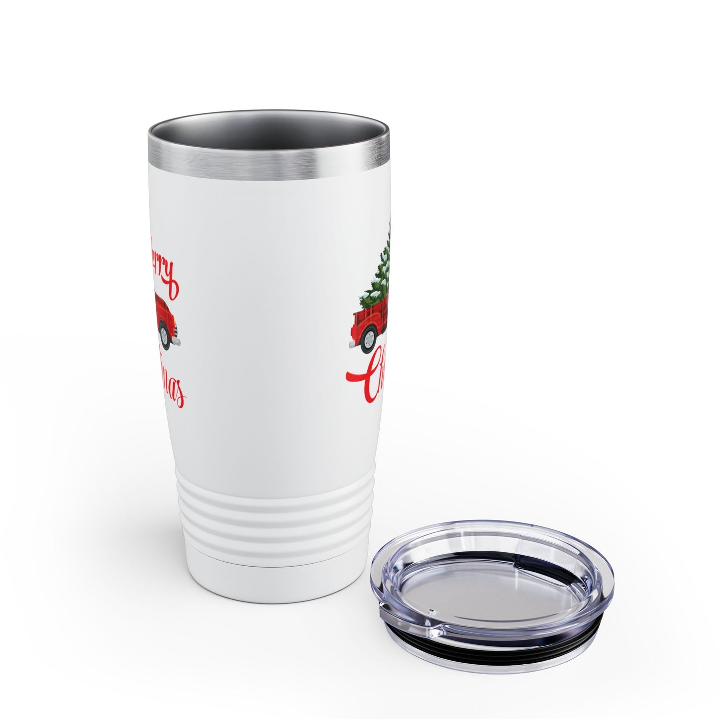 Merry Christmas Buffalo Plaid Red Truck Tree Xmas Tumbler Men Women