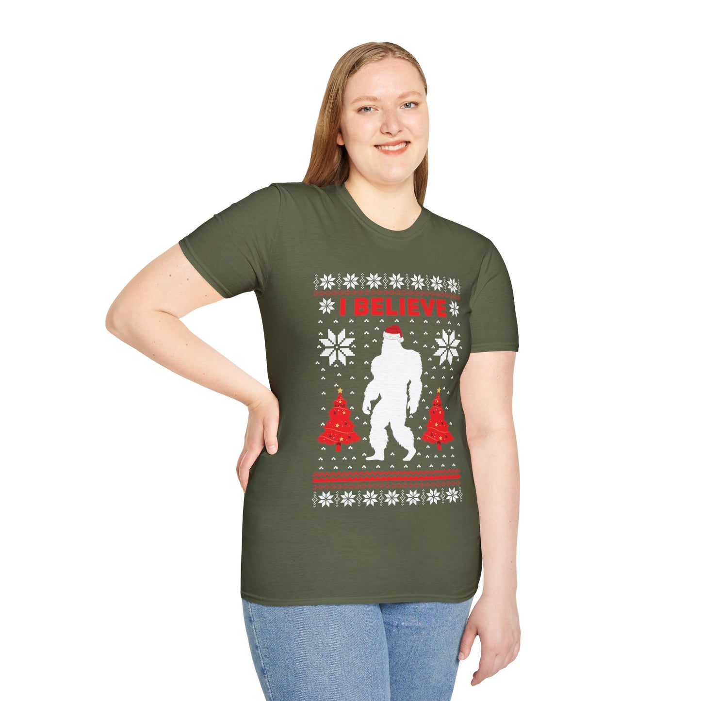 I Believe Sasquatch Big Foot Ugly Funny X-mas Holiday Christmas Jumper T-Shirt