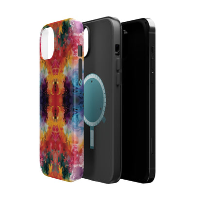 Tie-Dye Dream Vibrant Pattern iPhone 13 14 15 Pro Max Plus Case Compatible with MagSafe Tough Cases Protection, Magnetic Phone Case for iPhone  Classic Series