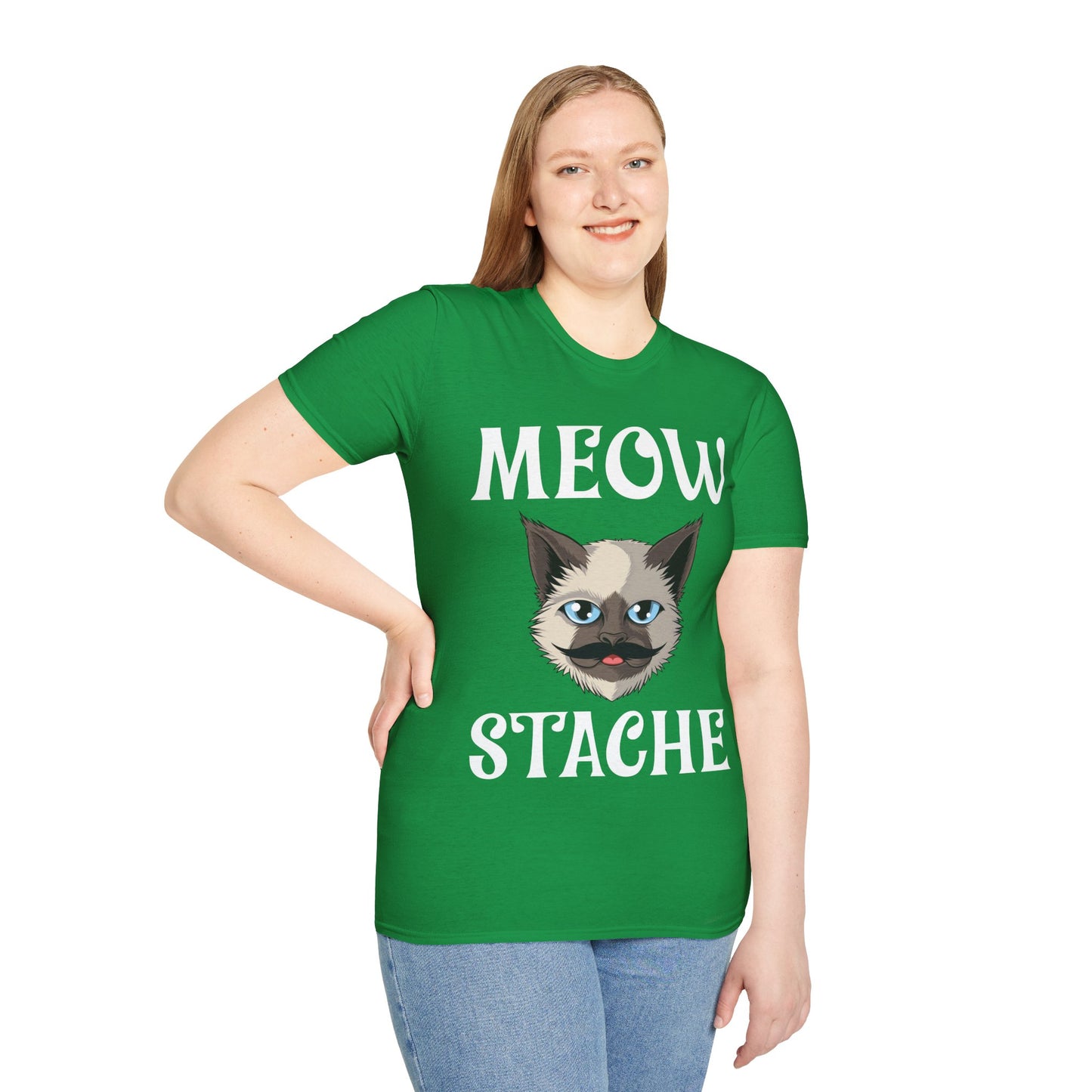 Meowstache Cat Mustache Moustache Beard Bearded Kitten Lovers T-Shirt For Men Women T-Shirt