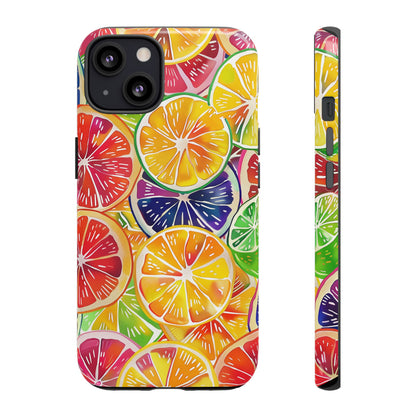 Citrus Burst Vibrant Pattern iPhone 13 14 15 16 Pro Max Plus Case Wireless Charging Compatible Tough Cases Protection, Magnetic Phone Case for iPhone Classic Series