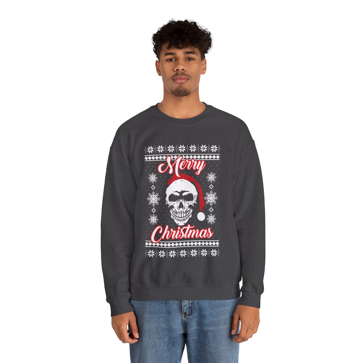 Merry Christmas Ugly Skull Holiday Xmas Jumper Crewneck Sweatshirt Sweater