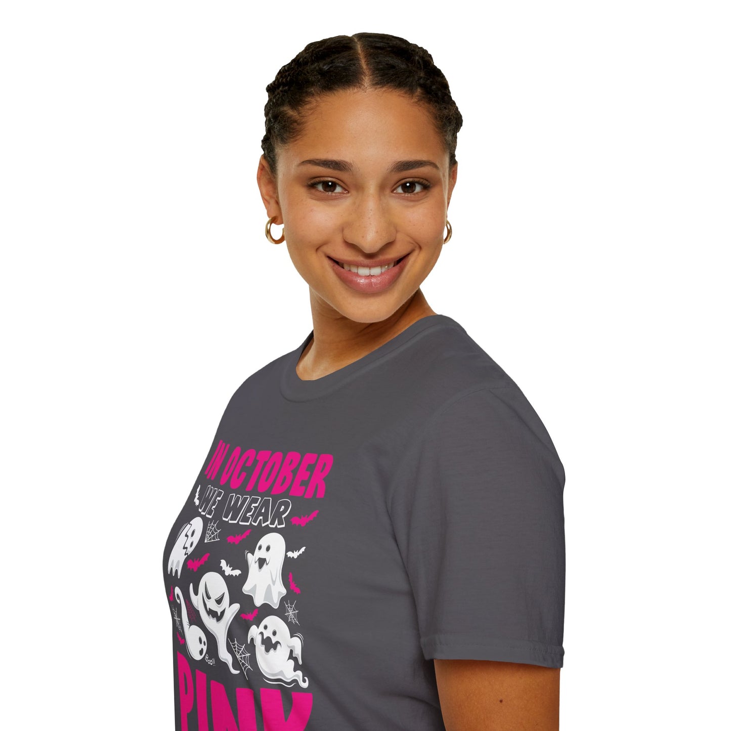 Groovy Wear Pink Breast Cancer Warrior Cute Ghost Halloween T-Shirt