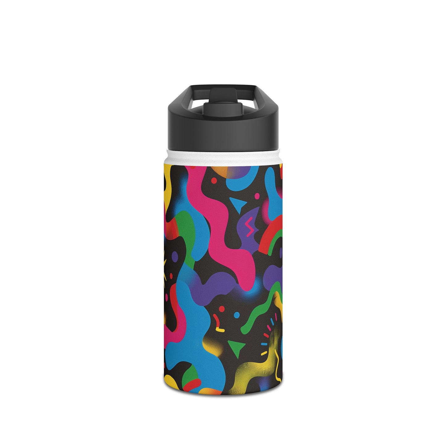 Pop Culture Fun Vibrant Pattern Stainless Steel Water Bottle with Twist-on Lid and Double-Wall Vacuum Insulation