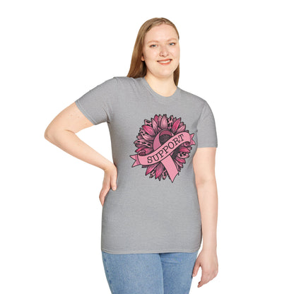 Sunflower Pink Breast Cancer Awareness Women Warrior T-Shirt For Men Women