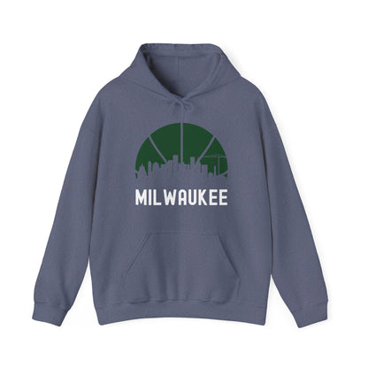 Milwaukee Skyline Wisconsin Cityscape Basketball B-Ball Retro Hoodie For Men Women