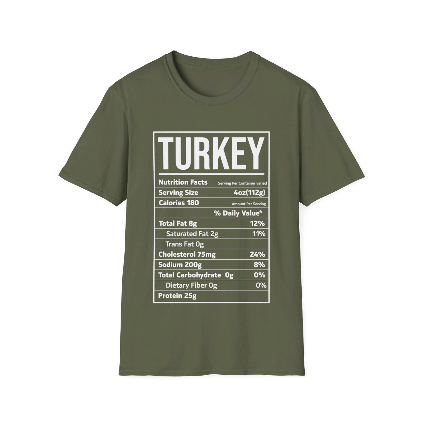 Turkey Nutrition Facts Funny Family Matching Thanksgiving Christmas T-Shirt For Men Women