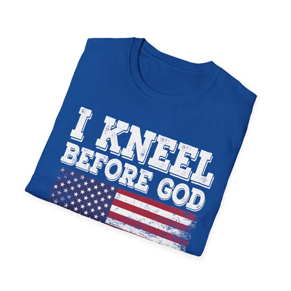 I Kneel Before God And I Stand For The Flag USA United States Flag T-Shirt