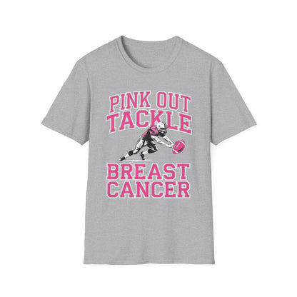 Funny Pink Out Tackle Breast Cancer Awareness American Football T-Shirt For Men Women