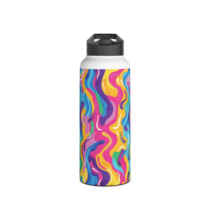 Rainbow Splash Pattern Stainless Steel Water Bottle with Twist-on Lid and Double-Wall Vacuum Insulation