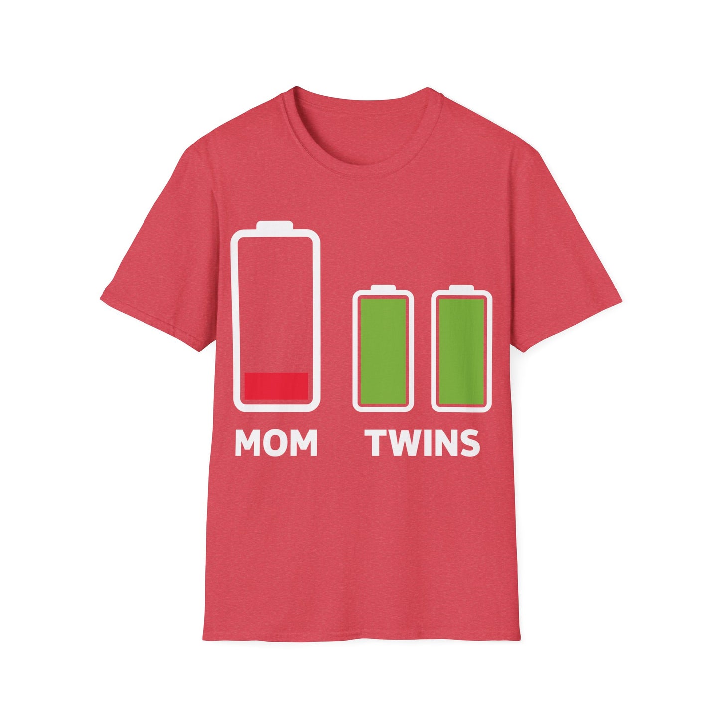 Funny Twin Mother Low Battery Tired Mom Of Twins T-Shirt