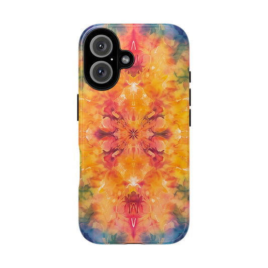 Tie-Dye Dream Pattern iPhone 16 Pro Max Plus Case Wireless Charging Compatible Tough Cases Protection, Magnetic Phone Case for iPhone Classic Series