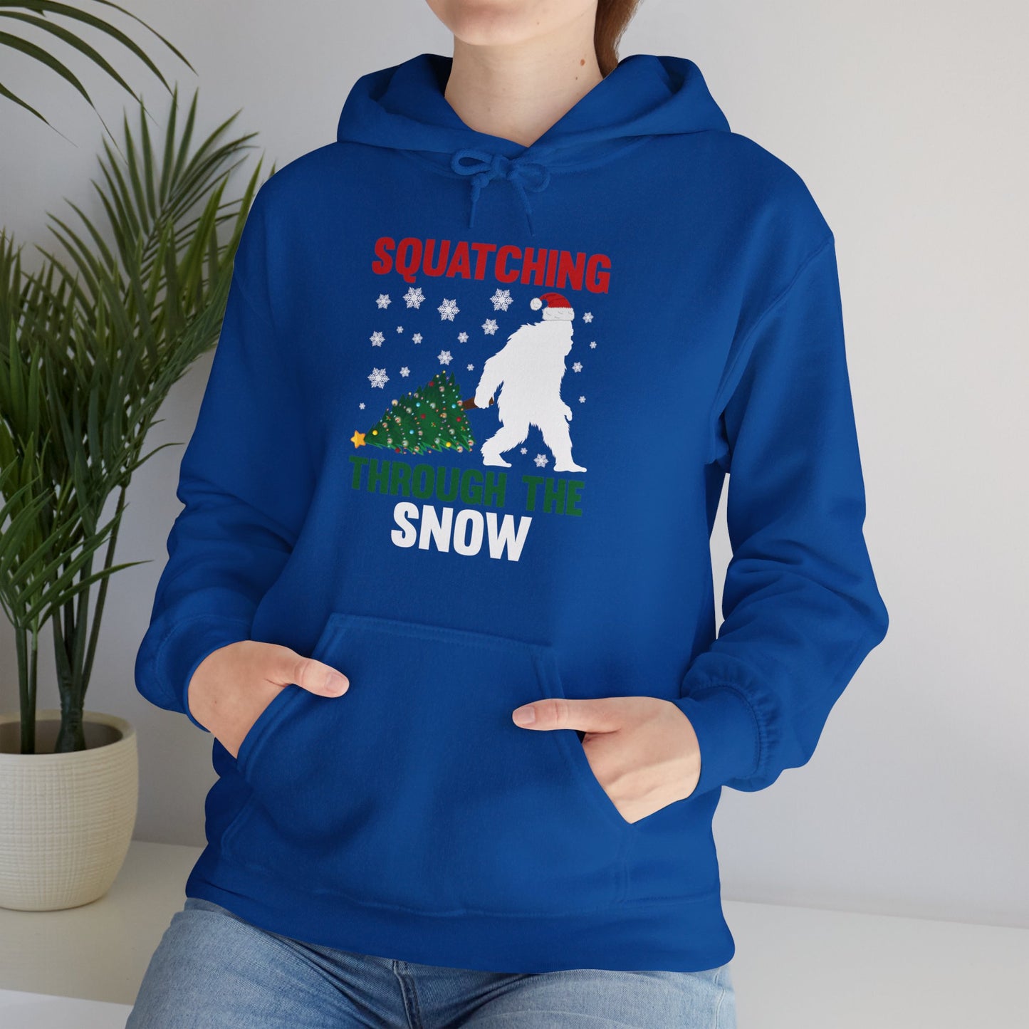 Squatching Through The Snow Funny Bigfoot Christmas Sasquatch Hoodie