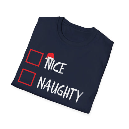 Nice Naughty Innocent Until Proven Guilty Christmas List Funny T-Shirt