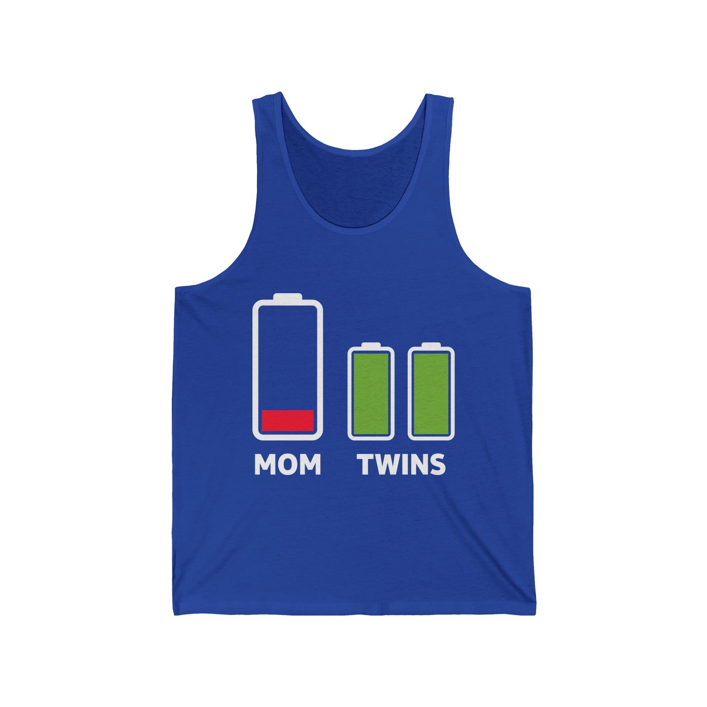 Funny Twin Mother Low Battery Tired Mom Of Twins Tank Tops