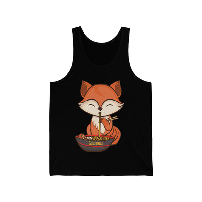 Fox Eating Ramen Kawaii Tee Japanese Cute Lovely Tank Top Men Women