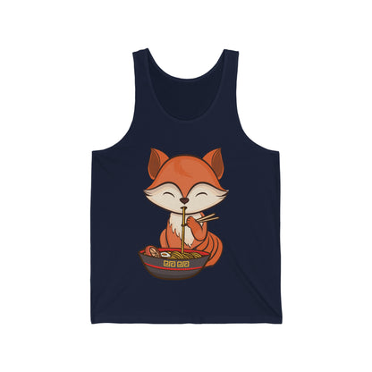 Fox Eating Ramen Kawaii Tee Japanese Cute Lovely Tank Top Men Women