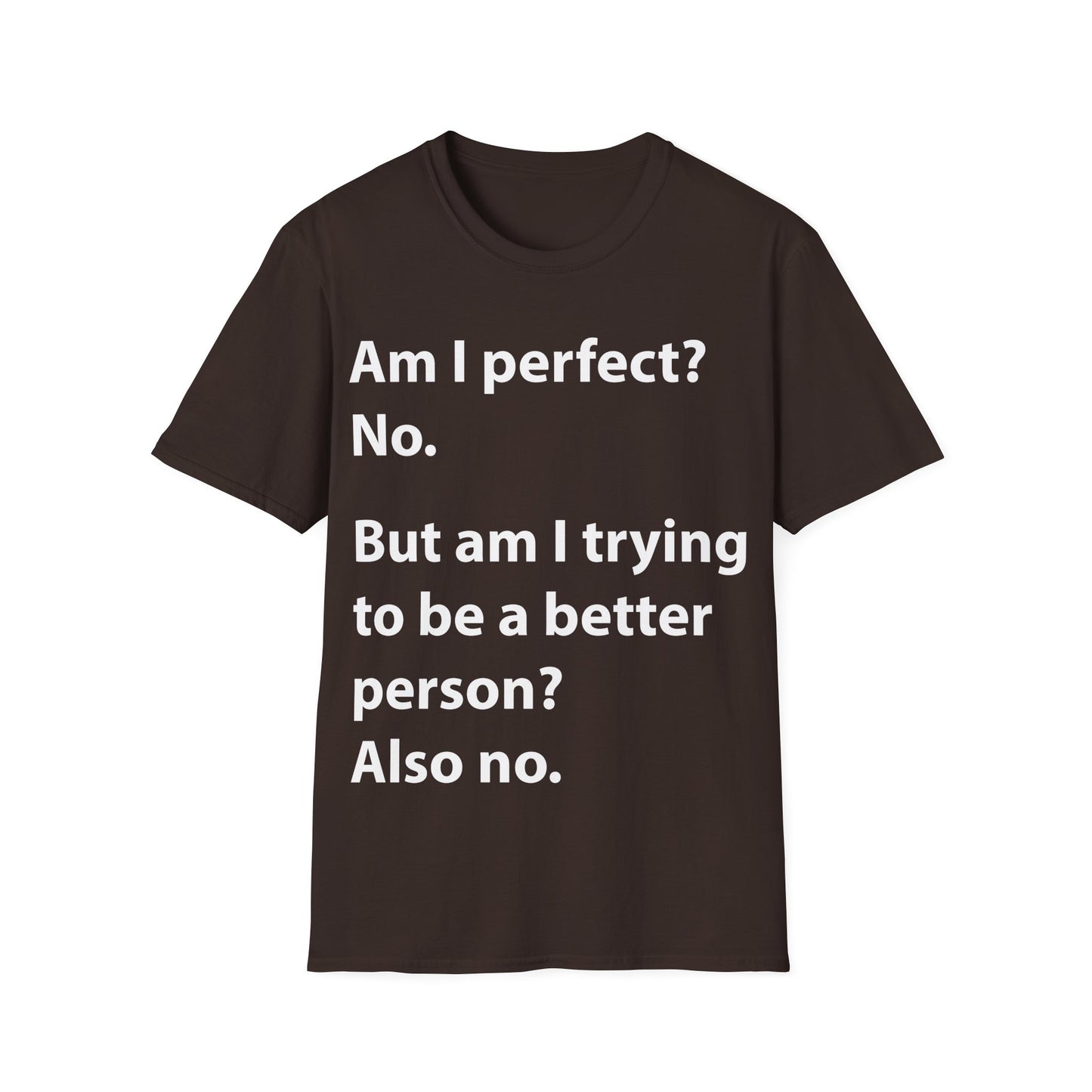 Funny Am I Perfect No. Am I Trying To Be A Better Person Also No Sarcastic T-Shirt