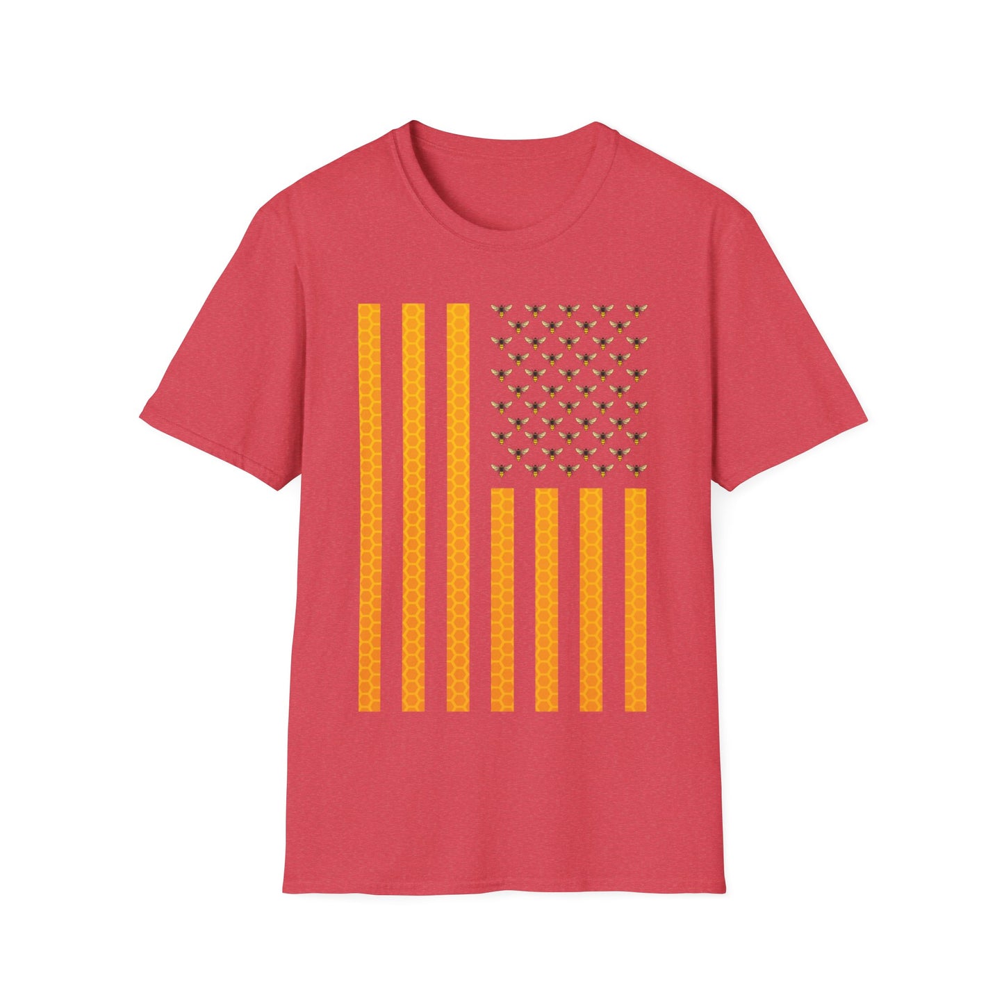 American Flag Honeycomb Honey Bee Beekeeping Beekeeper Birthday T-Shirt For Men