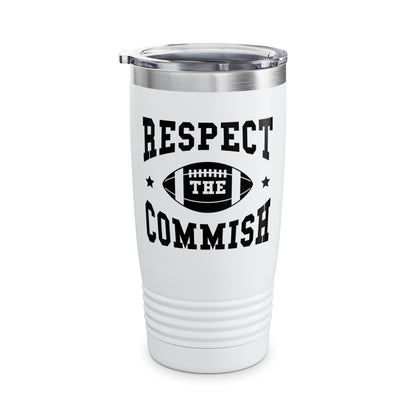 Funny Respect The Commish Fantasy Football Champ mug Best Ever Commish Tumbler Men Women