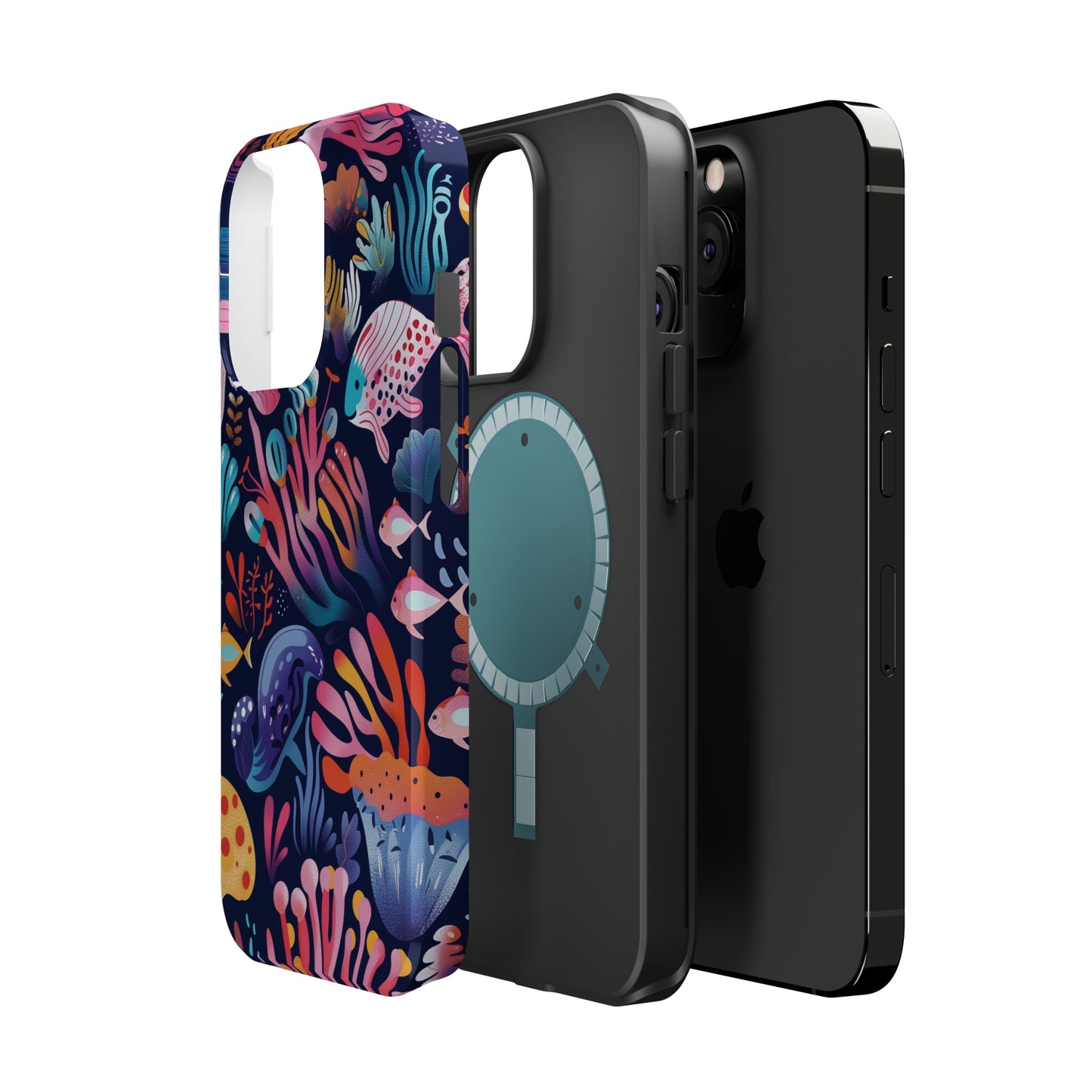 Underwater World Pattern iPhone 13 14 15 Pro Max Plus Case Compatible with MagSafe Tough Cases Protection, Magnetic Phone Case for iPhone  Classic Series