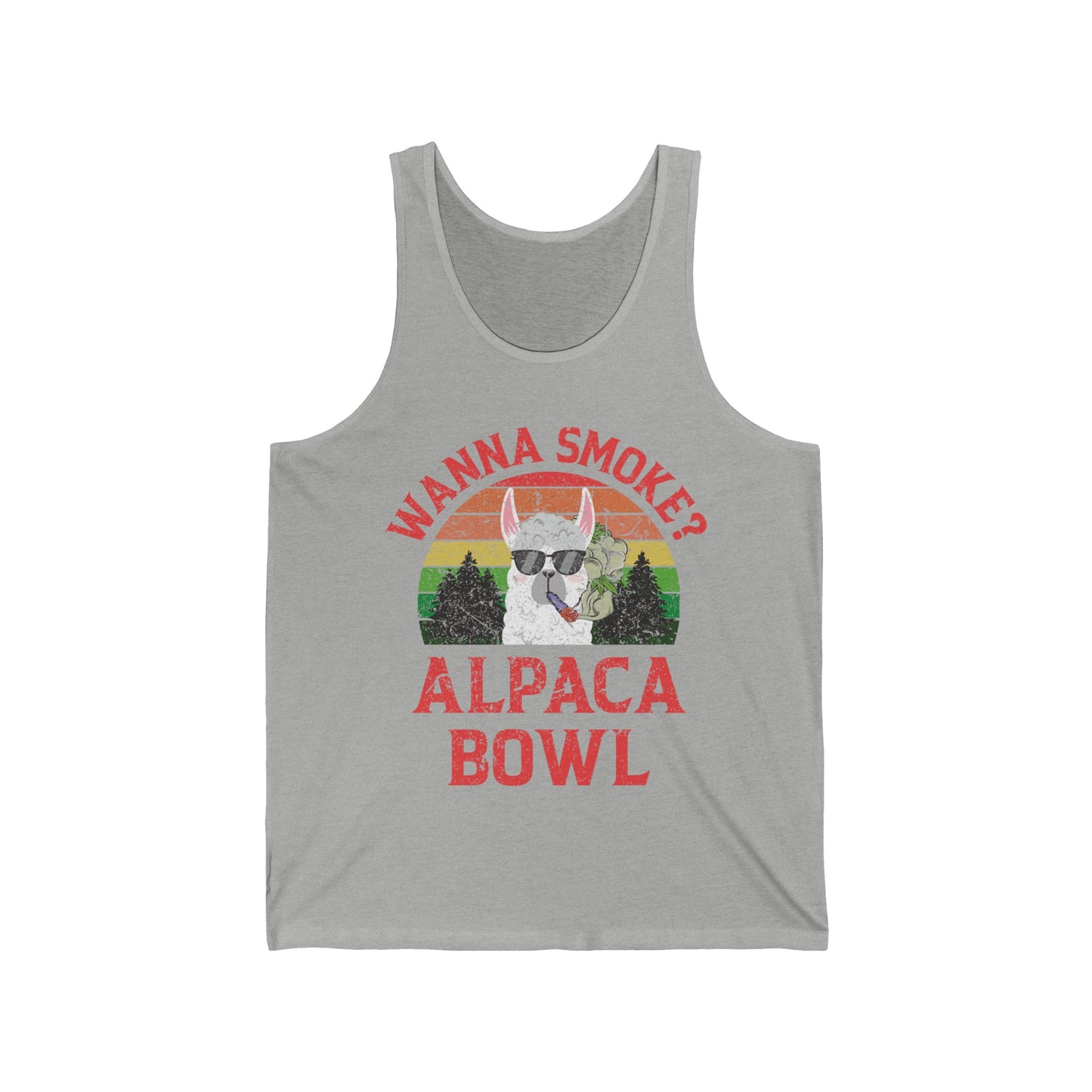 Funny Wanna Smoke Alpaca Bowl, Cute Weed Pun Marijuana Tank Tops