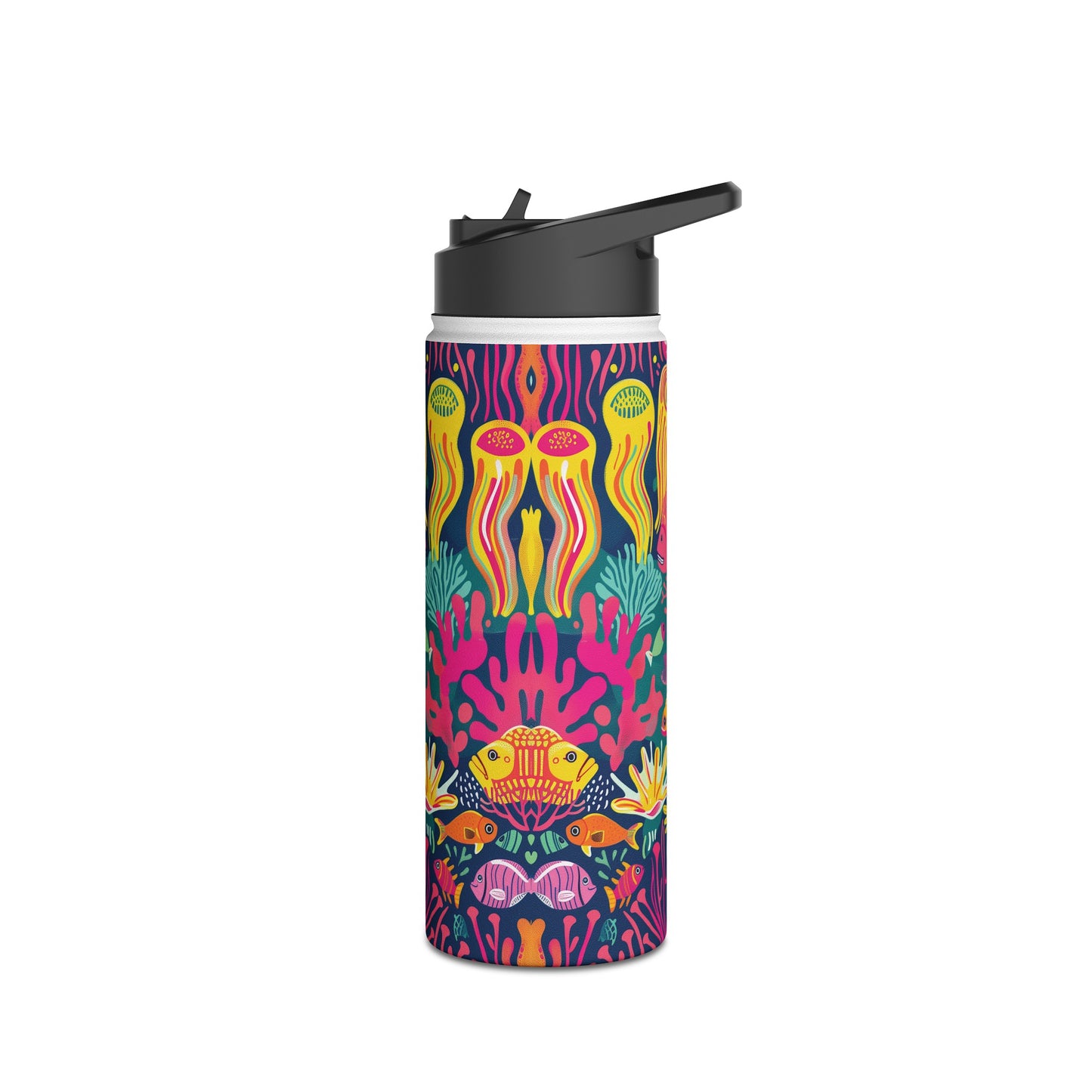 Underwater World Vibrant Pattern Stainless Steel Water Bottle with Twist-on Lid and Double-Wall Vacuum Insulation