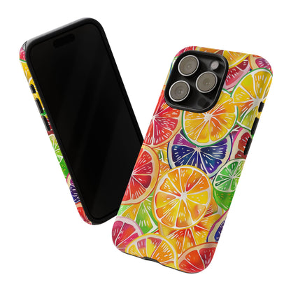 Citrus Burst Vibrant Pattern iPhone 13 14 15 16 Pro Max Plus Case Wireless Charging Compatible Tough Cases Protection, Magnetic Phone Case for iPhone Classic Series