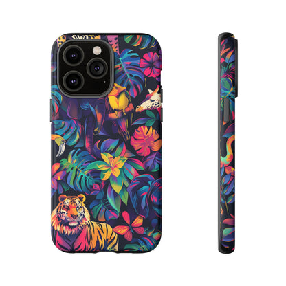 Animal Collage Vibrant Pattern iPhone 13 14 15 16 Pro Max Plus Case Wireless Charging Compatible Tough Cases Protection, Magnetic Phone Case for iPhone Classic Series