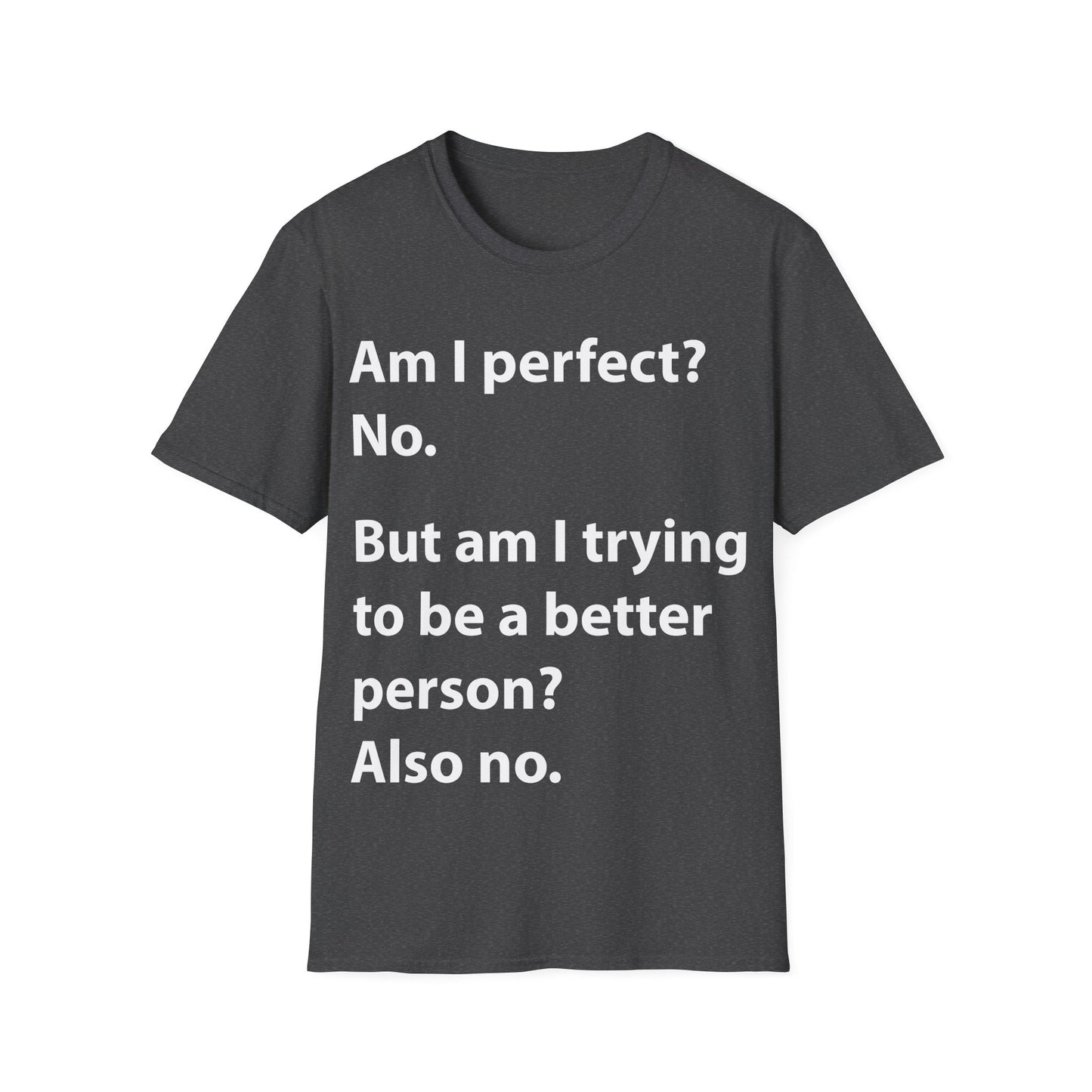 Funny Am I Perfect No. Am I Trying To Be A Better Person Also No Sarcastic T-Shirt
