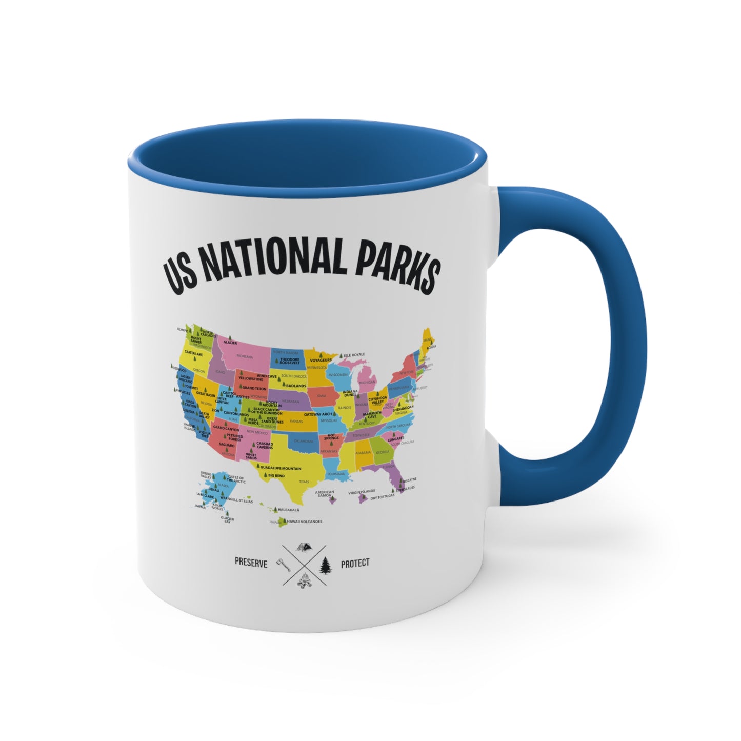 62 National Parks Map Gifts US Park Camping Hiking Coffee Mug Men Women