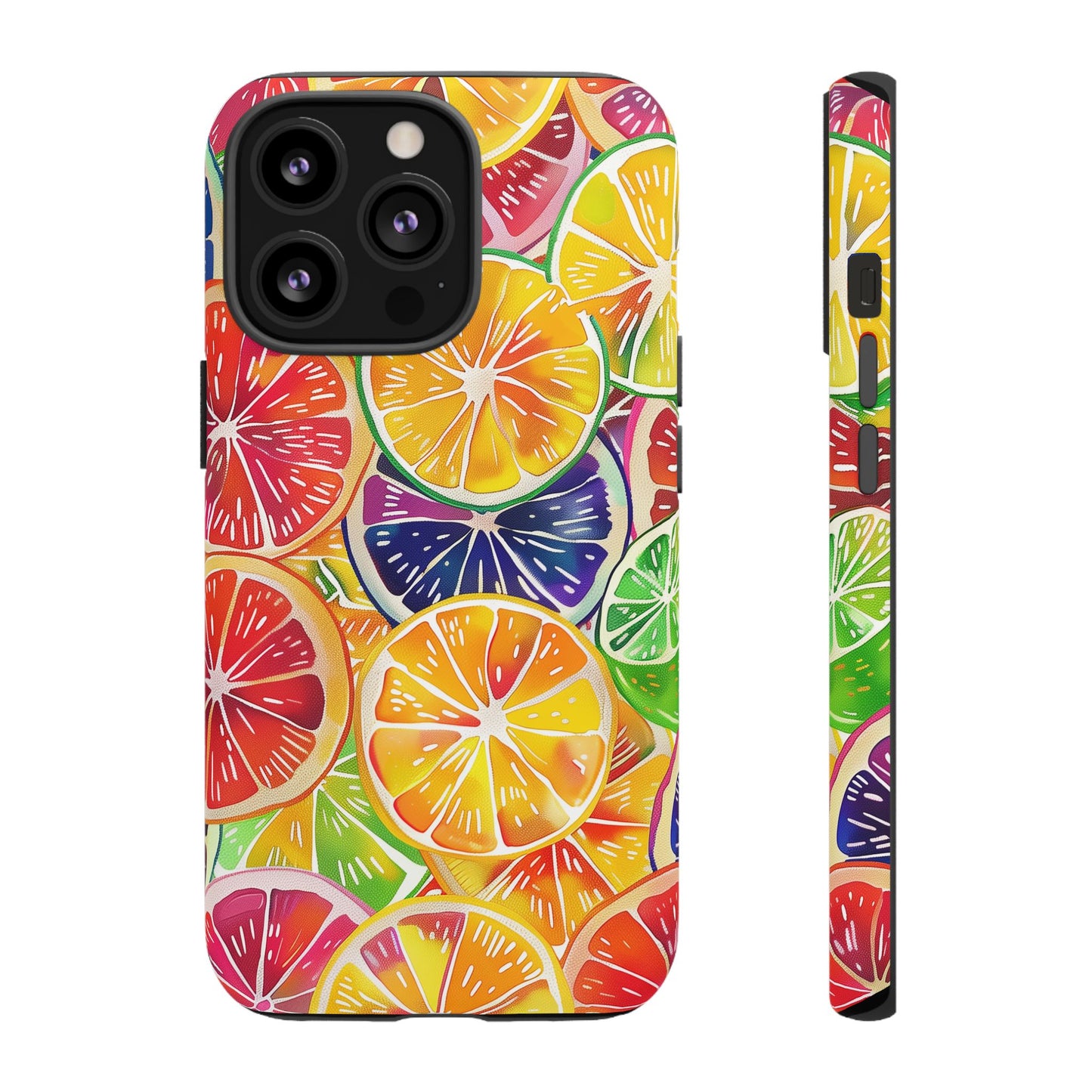 Citrus Burst Vibrant Pattern iPhone 13 14 15 16 Pro Max Plus Case Wireless Charging Compatible Tough Cases Protection, Magnetic Phone Case for iPhone Classic Series