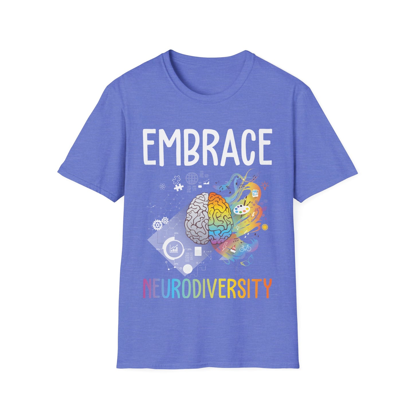 Neurodiversity Embrace ADHD Autism ASD Brain Tshirt Men Women Kids