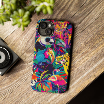 Animal Collage Pattern iPhone 13 14 15 16 Pro Max Plus Case Wireless Charging Compatible Tough Cases Protection, Magnetic Phone Case for iPhone Classic Series