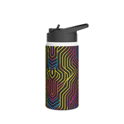 Geometric Illusion Vibrant Pattern Stainless Steel Water Bottle with Twist-on Lid and Double-Wall Vacuum Insulation