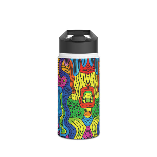 Abstract Rainbow Colored Pattern Stainless Steel Water Bottle with Twist-on Lid and Double-Wall Vacuum Insulation