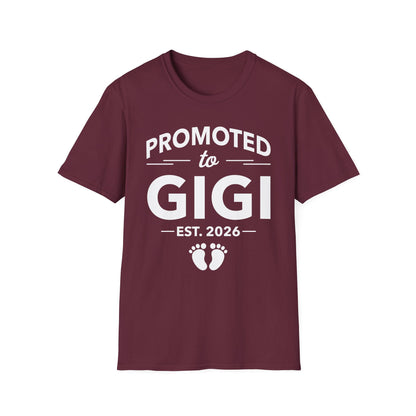 Funny Promoted To Gigi Est 2026 First Time Mothers Day T-Shirt For Women