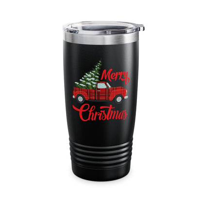 Merry Christmas Buffalo Plaid Red Truck Tree Xmas Tumbler Men Women