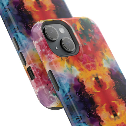 Tie-Dye Dream Vibrant Pattern iPhone 13 14 15 Pro Max Plus Case Compatible with MagSafe Tough Cases Protection, Magnetic Phone Case for iPhone  Classic Series