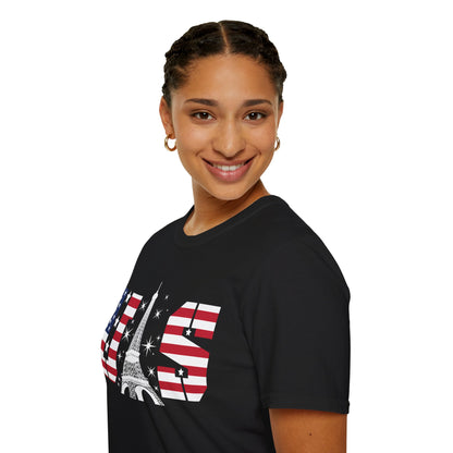 USA Eiffel Tower 2024 Summer Sports Patriotic Supporter T-Shirt For Men Women T-Shirt