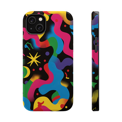 Pop Culture Fun Vibrant Pattern iPhone 13 14 15 Pro Max Plus Case Compatible with MagSafe Tough Cases Protection, Magnetic Phone Case for iPhone  Classic Series