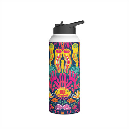 Underwater World Vibrant Pattern Stainless Steel Water Bottle with Twist-on Lid and Double-Wall Vacuum Insulation