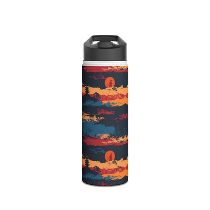 Samurai Sunset Pattern Stainless Steel Water Bottle with Twist-on Lid and Double-Wall Vacuum Insulation