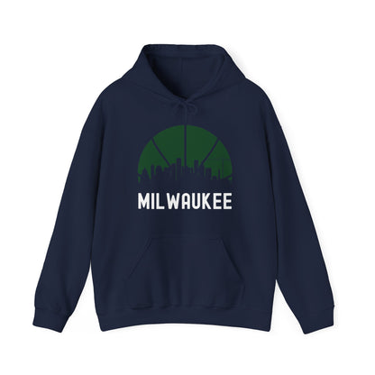 Milwaukee Skyline Wisconsin Cityscape Basketball B-Ball Retro Hoodie For Men Women