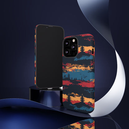 Samurai Sunset Pattern iPhone 13 14 15 16 Pro Max Plus Case Wireless Charging Compatible Tough Cases Protection, Magnetic Phone Case for iPhone Classic Series