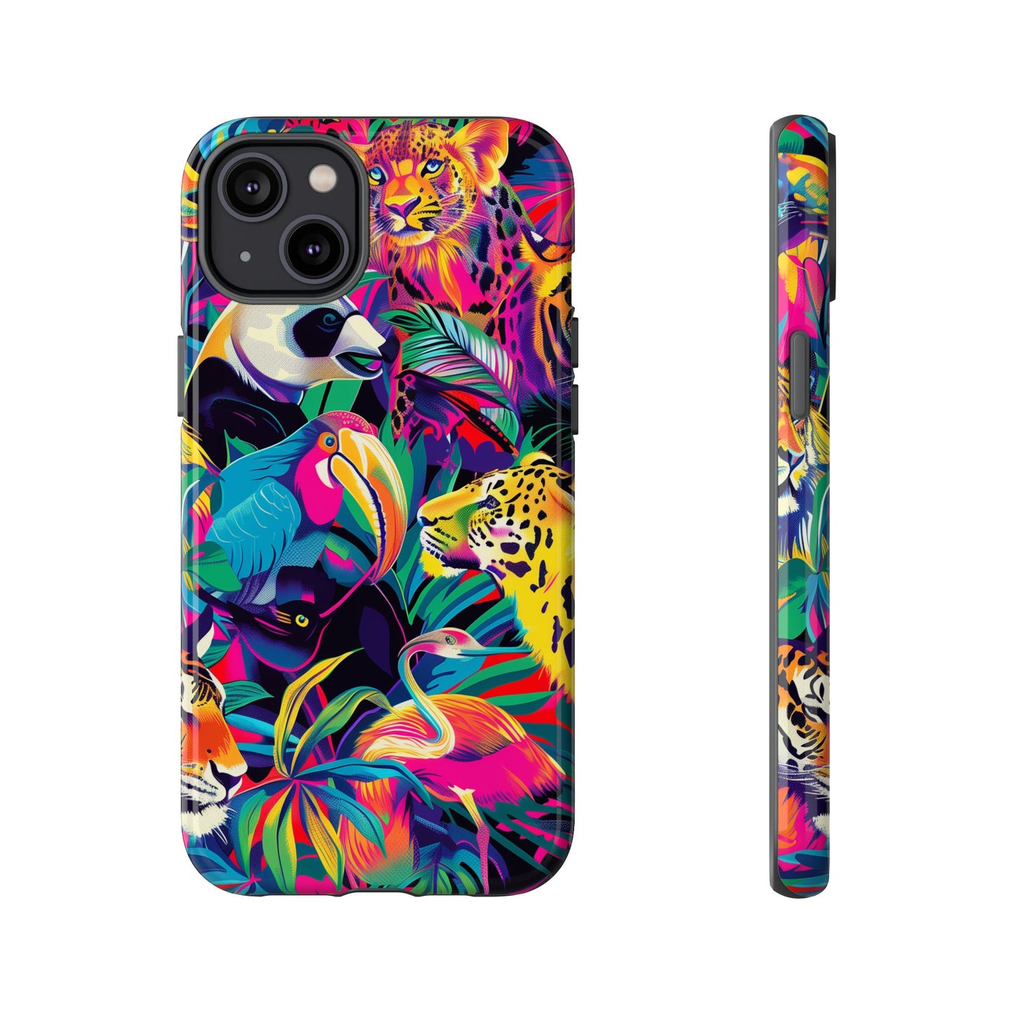 Animal Collage Pattern iPhone 13 14 15 16 Pro Max Plus Case Wireless Charging Compatible Tough Cases Protection, Magnetic Phone Case for iPhone Classic Series