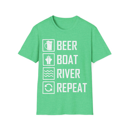 Beer Boat River Repeat Drinking Funny River Life T-Shirt for Men