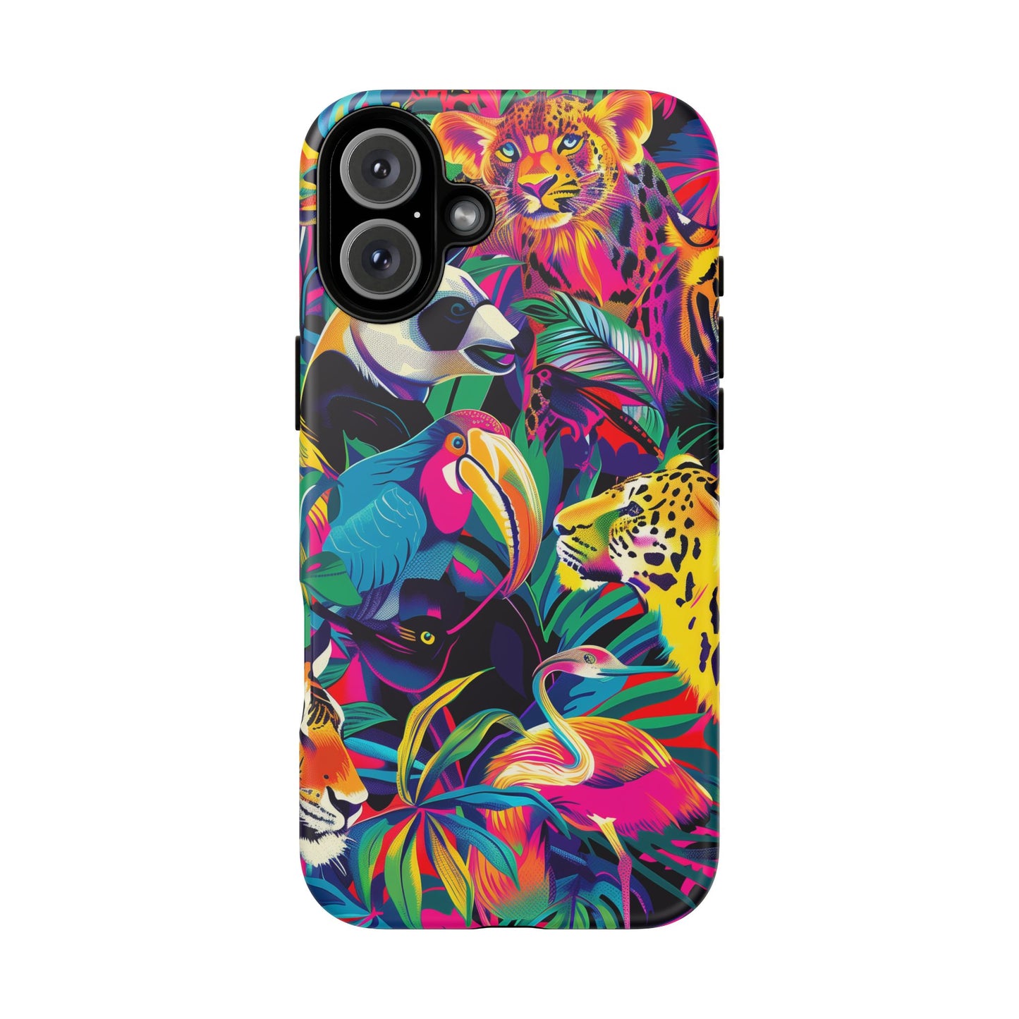Animal Collage Pattern iPhone 13 14 15 16 Pro Max Plus Case Wireless Charging Compatible Tough Cases Protection, Magnetic Phone Case for iPhone Classic Series