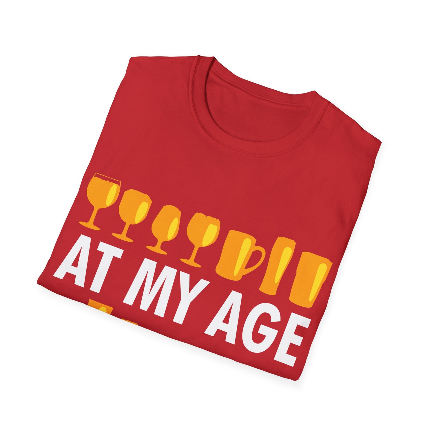 Funny Beer Wine Drinking Shirt at My Age I Need Glasses T-Shirt Men Women